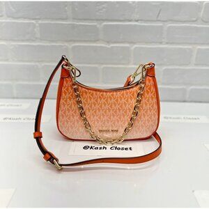 Michael Kors Cora Medium Ombré Logo Shoulder Purse Crossbody Bag Poppy